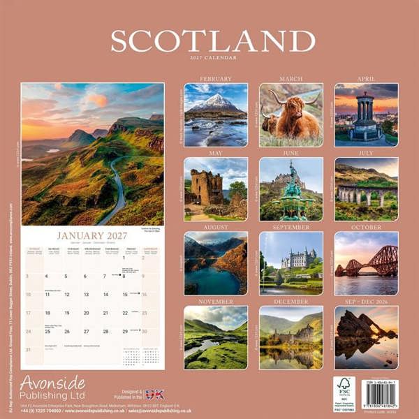 Scotland Calendar 2027, Wall Calendars, Month To View, Travel, Gift