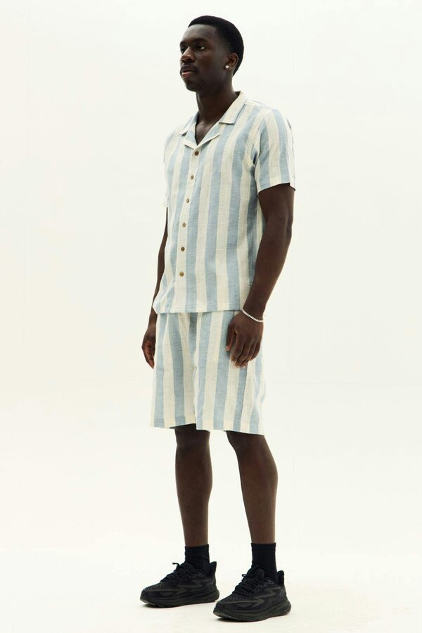 Men’s Striped Short Sleeve Shirt & Shorts Co-Ord Set