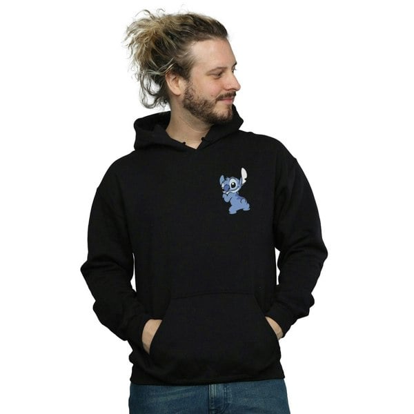 Disney Mens Lilo And Stitch Stitch Backside Breast Print Hoodie - Black