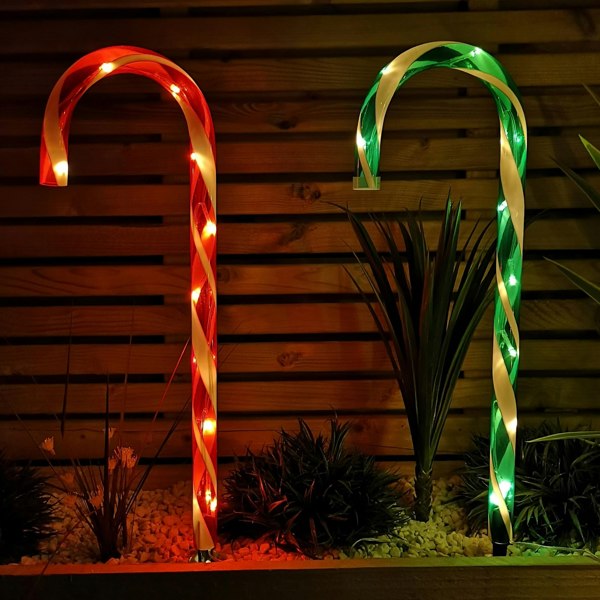 Samuel Alexander Set of 4 Battery Operated LED Multi Coloured Candy Cane Stripe Path Lights Christmas Decoration with Timer
