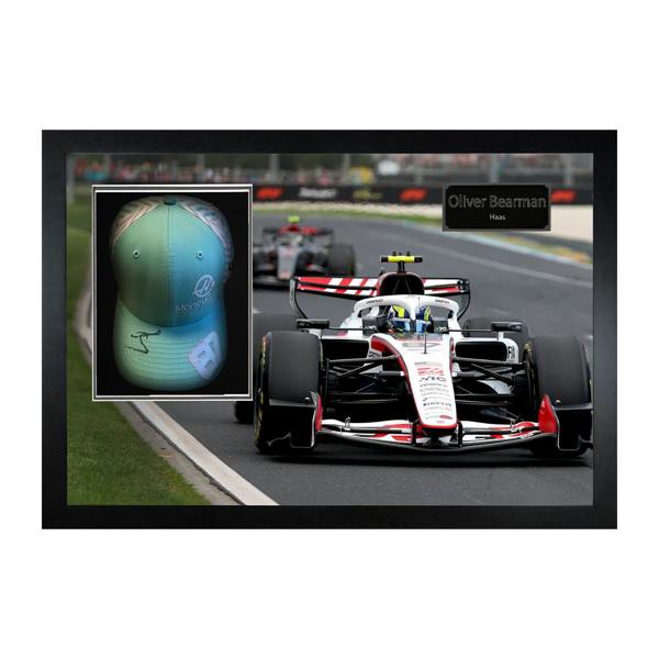 Oliver Bearman Signed Haas F1 Cap Iconic Frame (ACG Cert)