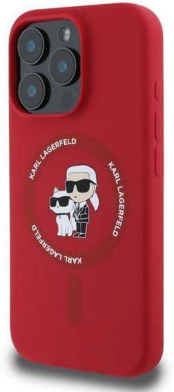 Karl Lagerfeld Silicone Karl and Choupette Ring Case with MagSafe for iPhone 16 Pro Max 6.9" Red  - KLHMP16XSCMKCRHR