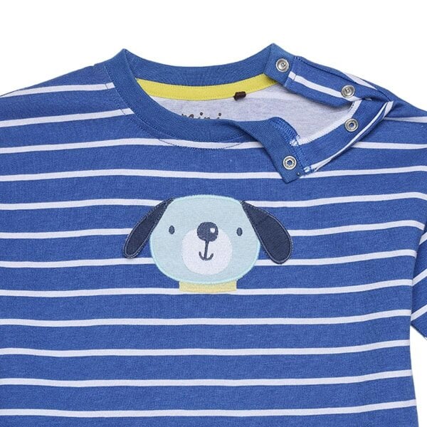Mini Cuddles Puppy Striped T-shirt (Blue & White)