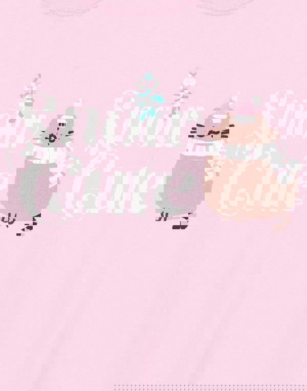 Pusheen Girls Pink Snow Cute Short Sleeved T-Shirt