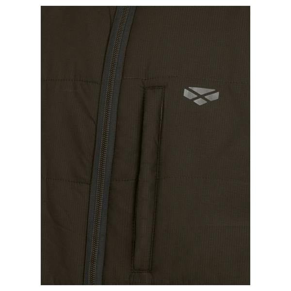Hoggs of Fife Aviemore Reversible Insulated Jacket in olive showing chest pocket, zip and Hoggs logo