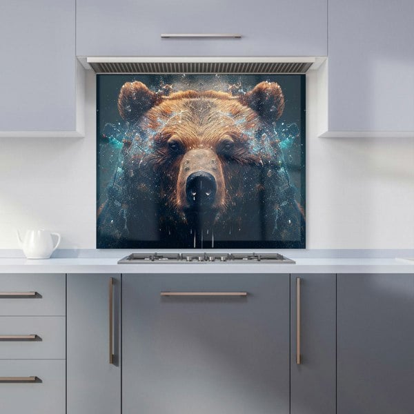 Warren Reed - Designer Brown Bear Face Splashart Kitchen Splashback