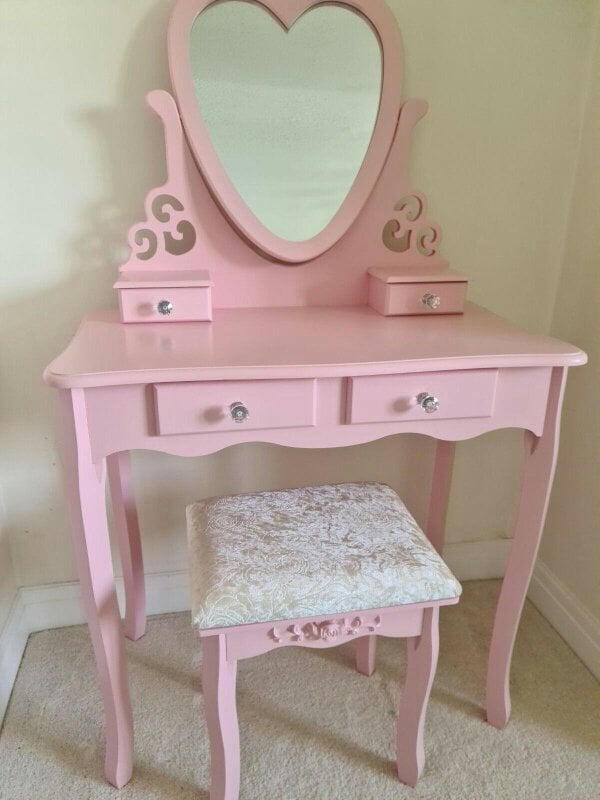 Kosy Koala Dressing Table with Heart Shaped Mirror and Stool Makeup Vanity Mirror Hollywood Table
