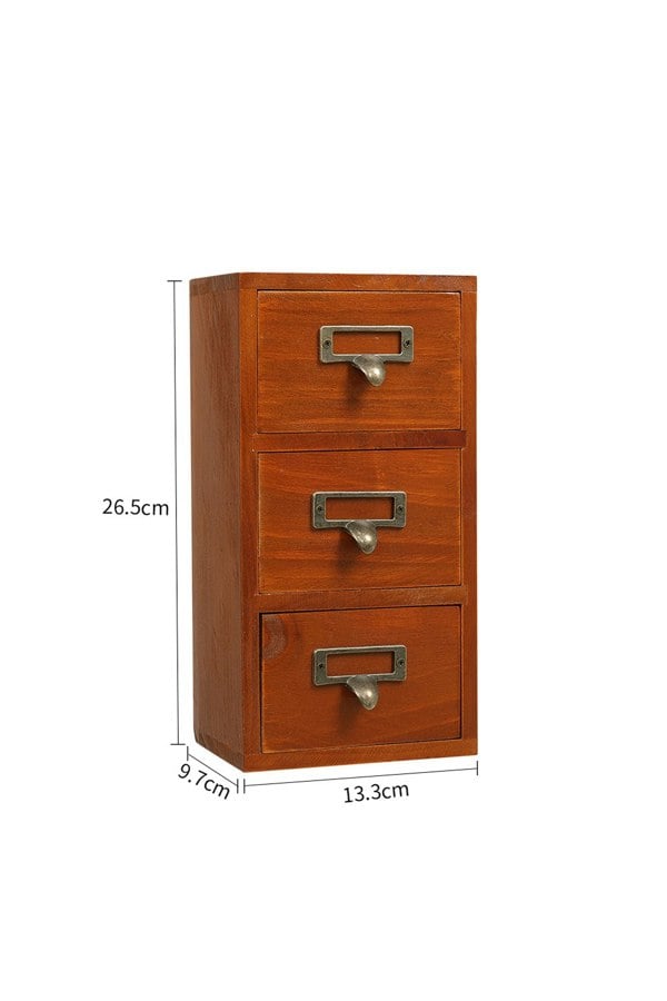 Living and Home Retro 3-Drawers Wooden Organizer Box