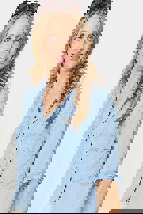 Light Blue | Short Sleeve Boxy Pocket Detail Shirt
