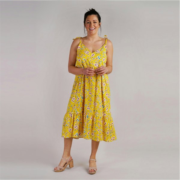 Antonia York Yellow Floral Sundress | Natalia Softly Gathered Strappy Dress