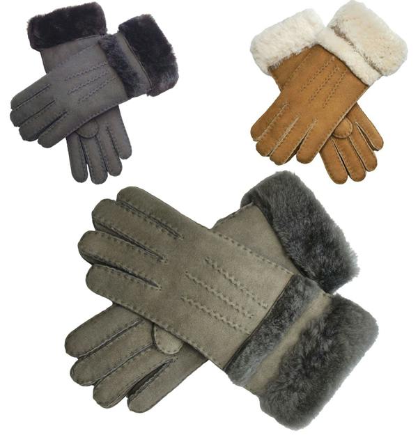 Infinity Leather Womens Genuine Sheepskin Suede Gloves with Roll Up/Down Cuff