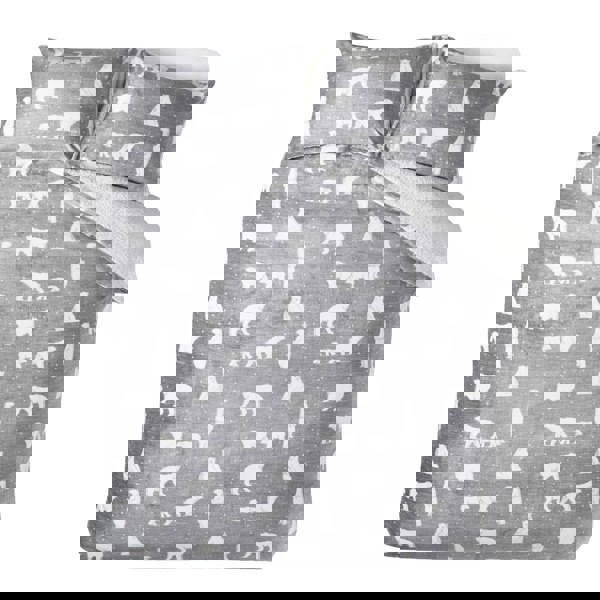 Catherine Lansfield Cosy Polar Bear Soft Sherpa Duvet Cover Set Grey