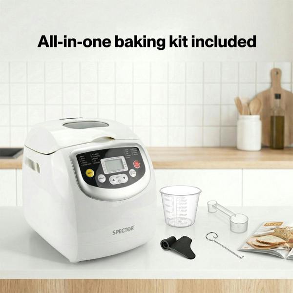 Spector Bread Maker 2lb Loaf Machine with 19 Programmer Timer 3 Crust Non-Stick