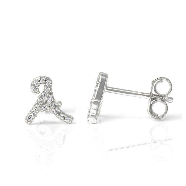 Say It With Luxe CZ Initial Earrings - Sterling Silver