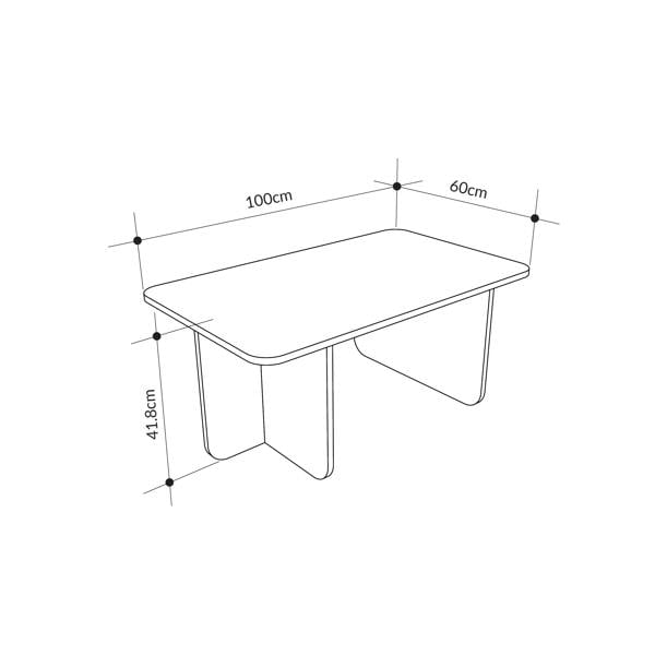 Decortie Modern Rectangular Curved Corners Coffee Table 100cm Centre Table with Thick Slab Legs for Home, Office
