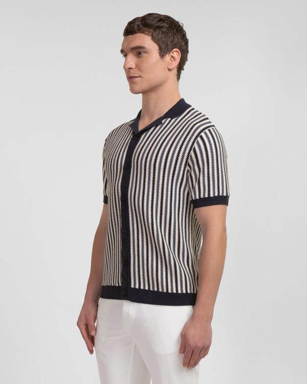 Steel & Jelly Stanmore - Tonal Stripe Knitted Short Sleeve Shirt