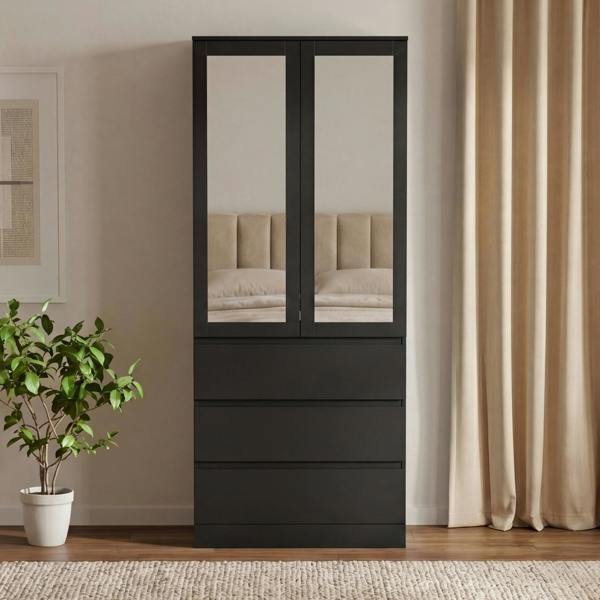 Vida Designs Denver 2 Door 3 Drawer Mirrored Wardrobe