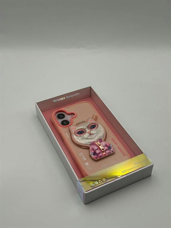 Nimmy Friends Nimmy Cool & Cute 2.0 White Rich & Beauty Cat Case with MagSafe Stand for iPhone 17 6.3" Pink - N-YJKM-CXZJZH-IP17-04