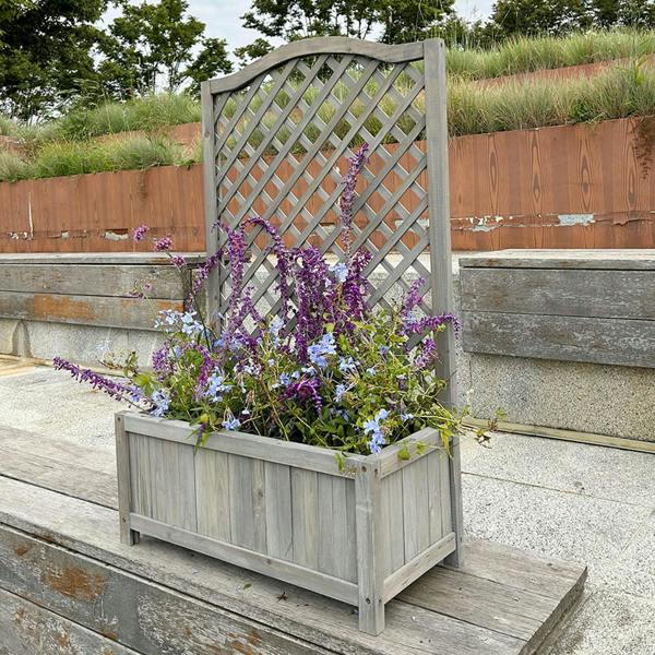 Gr8 Garden Grey Wooden Planter Lattice For Vines Garden Climbing Flower Plant Pot Trellis