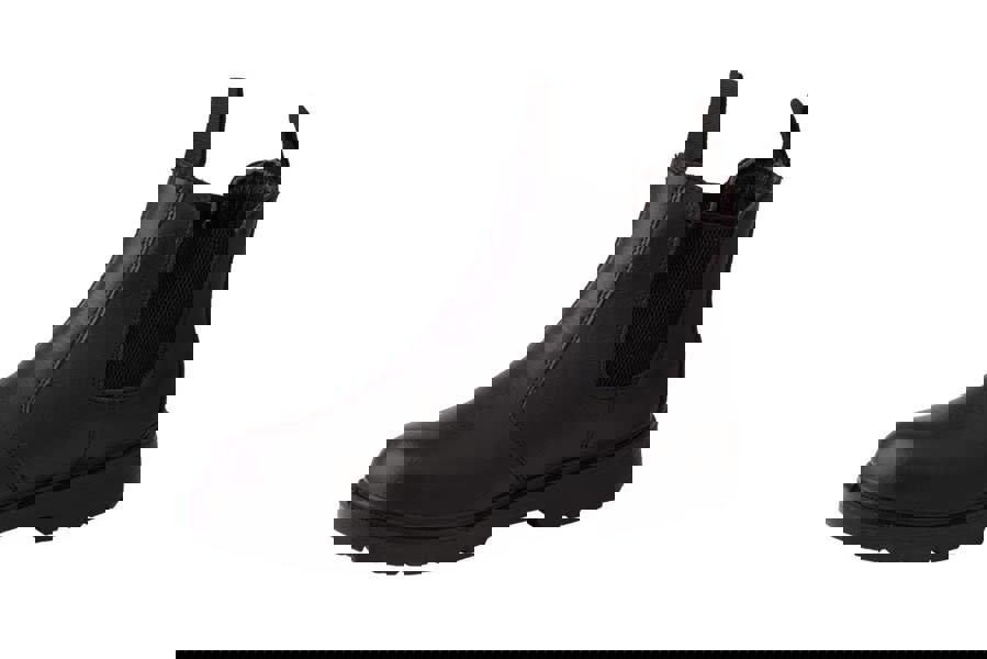 WorkForce Men's Safety Steel Toe/Midsole S1P Work Leather Dealer Boots, black leather safety boots with steel toe and slip-resistant sole.