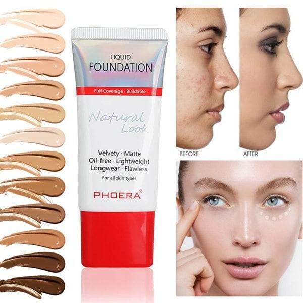 Phoera Liquid Full Coverage Foundation Soft Matte Waterproof Makeup 