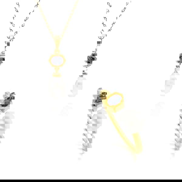 270P030208925-270R058709925 Modern Pearl & Tanzanite Pendant & Ring Set in Gold Plated Silver 1