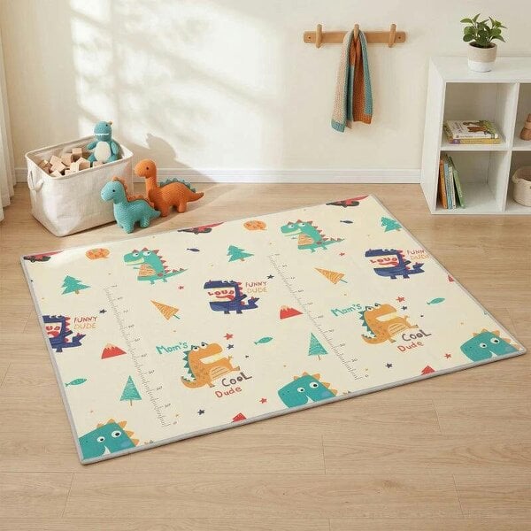 Foldable Reversible Baby Play Mat 180 x 150 cm, Waterproof, Non-Slip for Crawling and Learning, Animals & Forest Theme