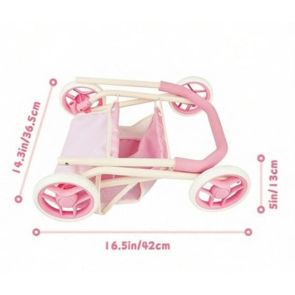 deAO Toys deAO Complete Baby Doll Stroller Set Doll Pushchair with Storage Basket & Feeding Accessories Pretend Play Baby Care Toy for Kids Ages 3+
