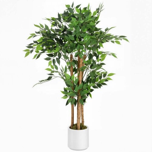 Wyld Haus Rokalo Artificial Ficus Style Tree With Solid Trunk Detail In Pot 120cm Green