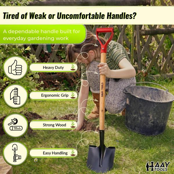 HAAY TOOLS Garden Fork Heavy Duty, Shavings Fork, Spade Handle, Shovels, Broom Handles Wood