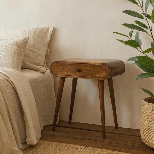 Wyld Haus Como Chestnut Mini Chestnut Mango Wood Oval Console Table with Drawer