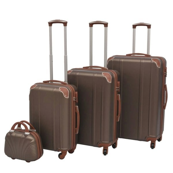 Berkfield Four Piece Hardcase Trolley Set Coffee