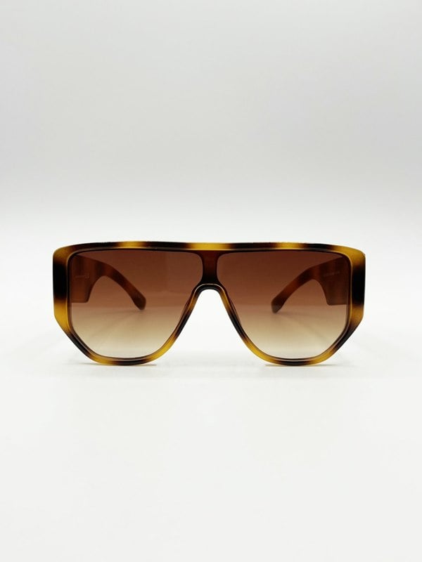SVNX Oversized Flat Top Spotty sunglasses in Brown