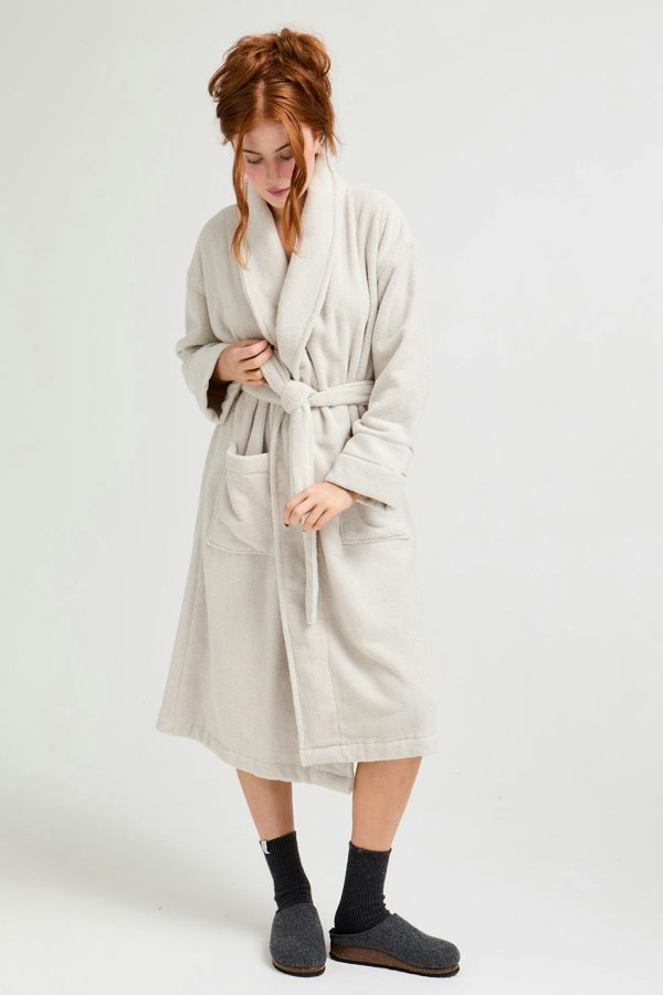 Bamboo Towelling Robe in Light Grey - Robes