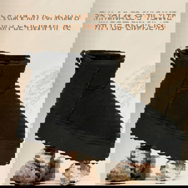 VIVA Women's Faux Fur Lined Platform Boot Slippers Memory Foam Rubber Sole