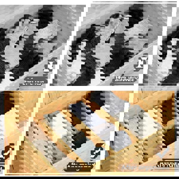 Levede Adjustable Drawer Divider Bamboo 4PC Expandable Organisers Spring Loaded