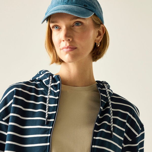 Regatta Womens Bayletta Striped Full Zip Hoodie - Navy/White