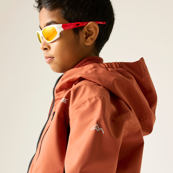 Regatta Kids Highton Monochrome Waterproof Jacket - Brick/Black