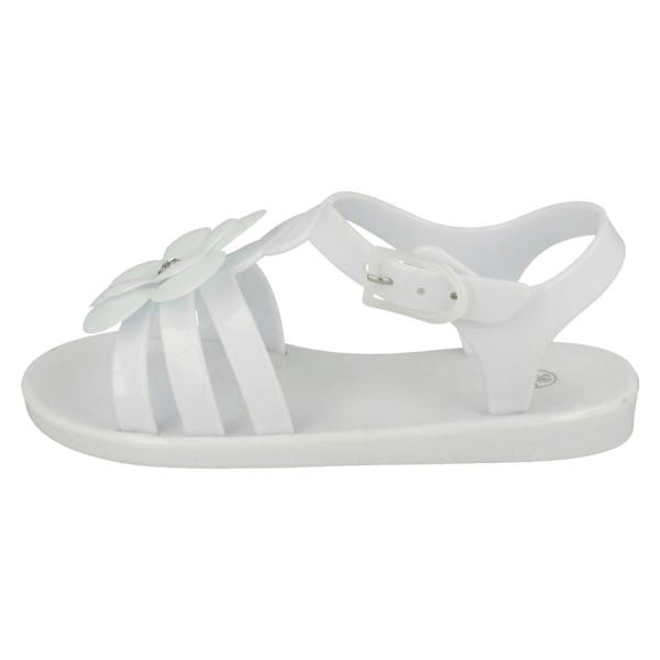 Spot On Girls Spot On Flat Strappy T Bar Flower Trim Sandal