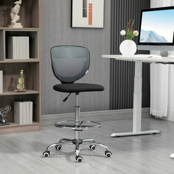 Vinsetto Draughtsman Chair, Office Chair with Wheels, Light Grey
