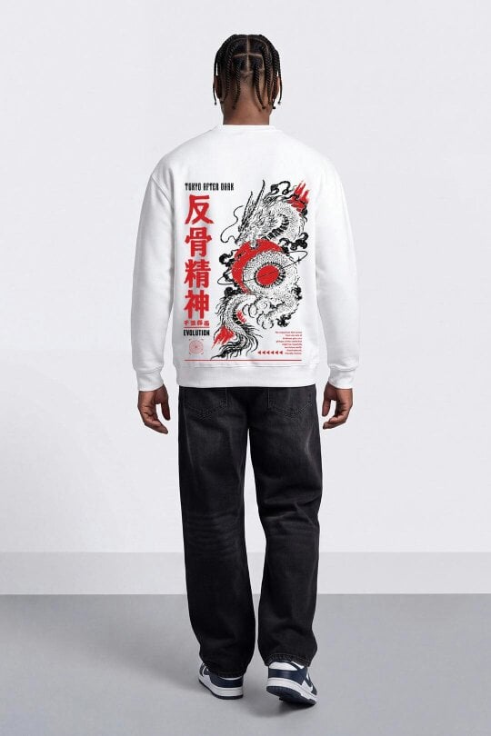 London Attitude Oversized Tokyo After Dark Dragon Sweatshirt