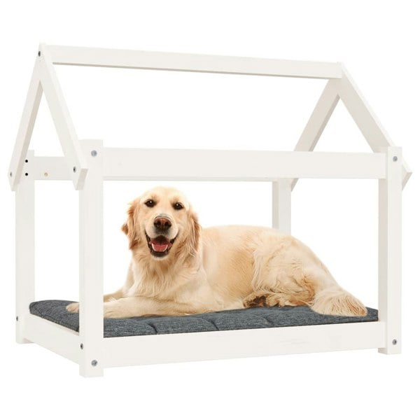 Berkfield Dog Bed White 81x60x70 cm Solid Wood Pine