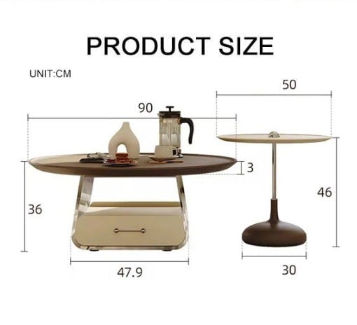 Meral Stylish Coffee Table Set, Stainless Steel-Weilai Concept-Weilai Concept