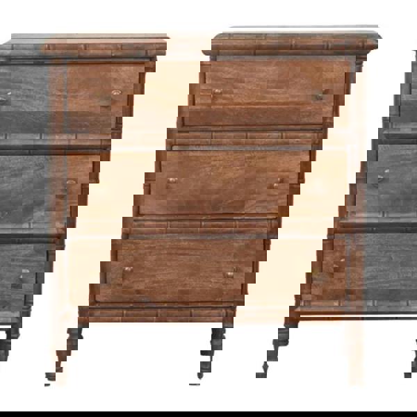 Artisan Furniture Solid Wood Bamboo Carved 3-Drawer Chest