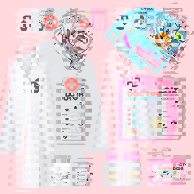 deAO Toys Kids Role Play Dentist Surgeon Vet Medical Light and Sound Electronic Stethoscope Lab Coat Cap Play Medical Equipmen