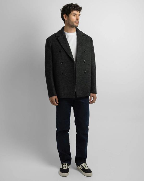 Steel & Jelly Camberwell - Black Wool Mix Double-Breasted Peacoat