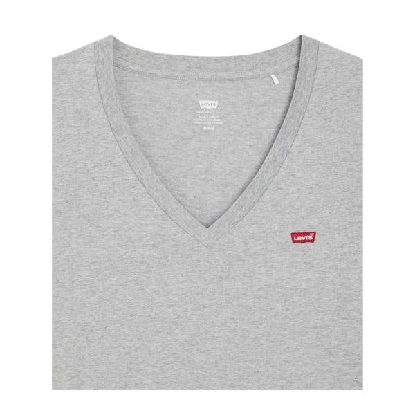 Levis Womens/Ladies Logo V Neck Short-Sleeved T-Shirt - Heather Grey - 