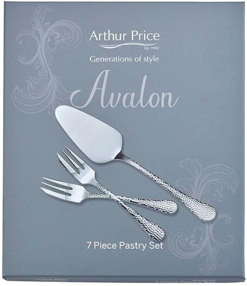 Arthur Price 'Avalon' Stainless Steel Gift Boxed Cutlery Pastry Set  6 Pastry Forks And Server