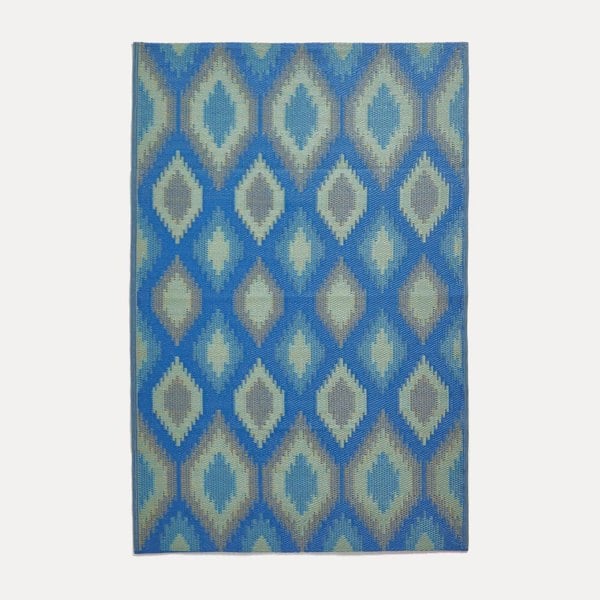 HOMESCAPES Outdoor Rug Luxury Waterproof Reversible Recycled, For Garden, Amber Ikat