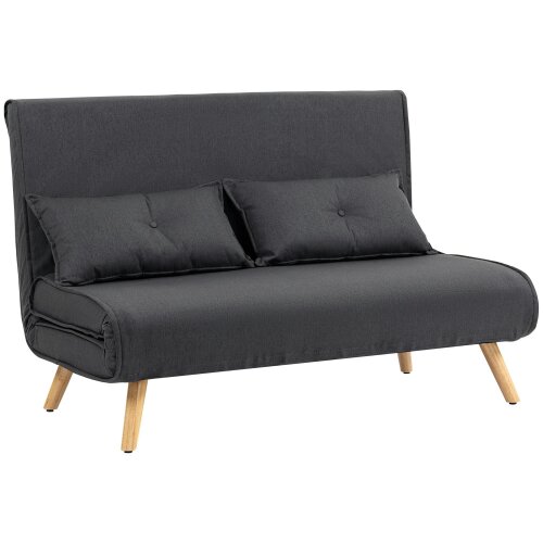 Wyld Haus Faroco Linen Look Charcoal Grey 2 Seater Sofa Bed
